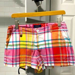 Girls Polo Plaid Chino Shorts